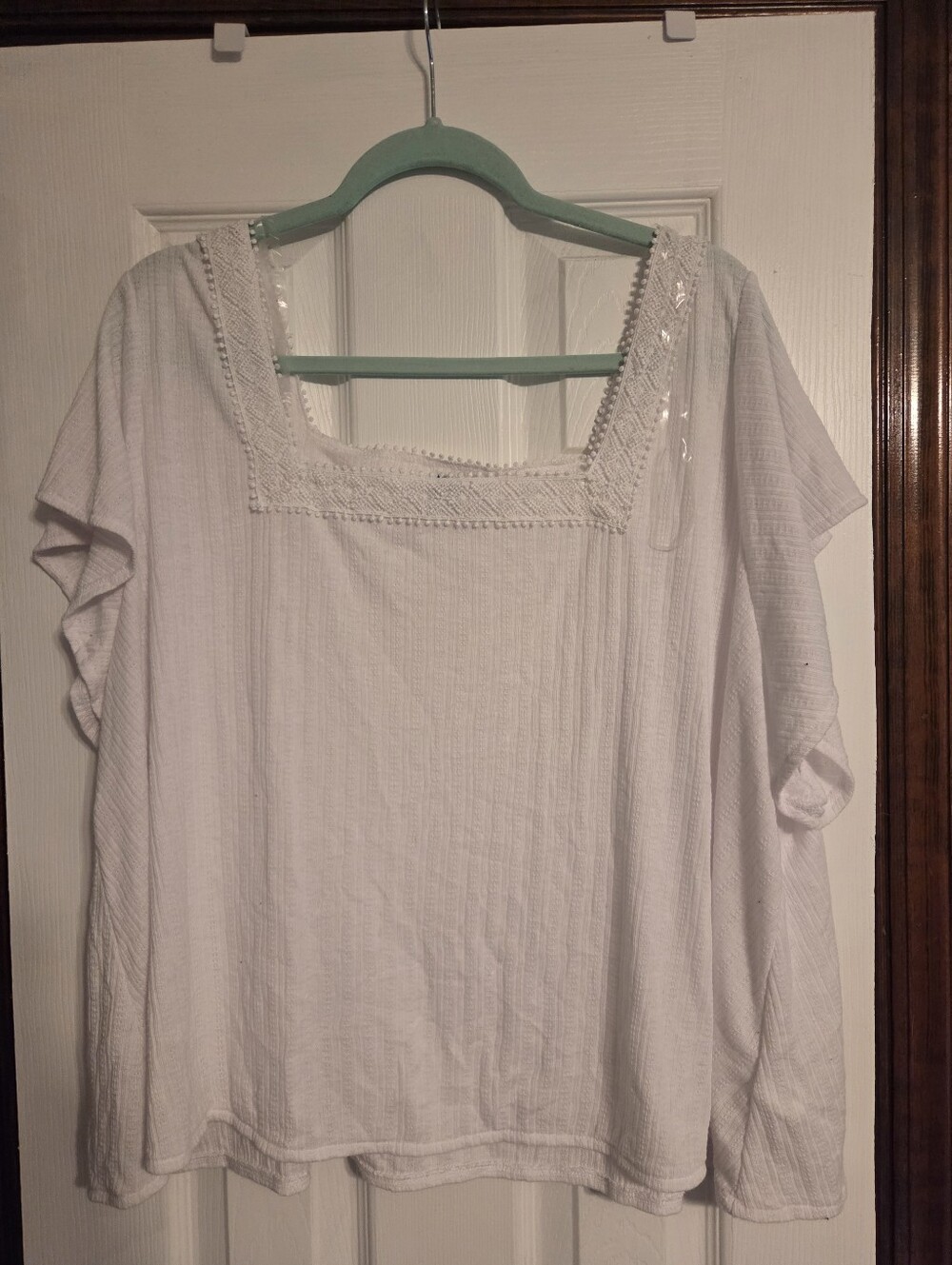 Old Navy White Square-Neck Crochet Trim Peasant Crop Top